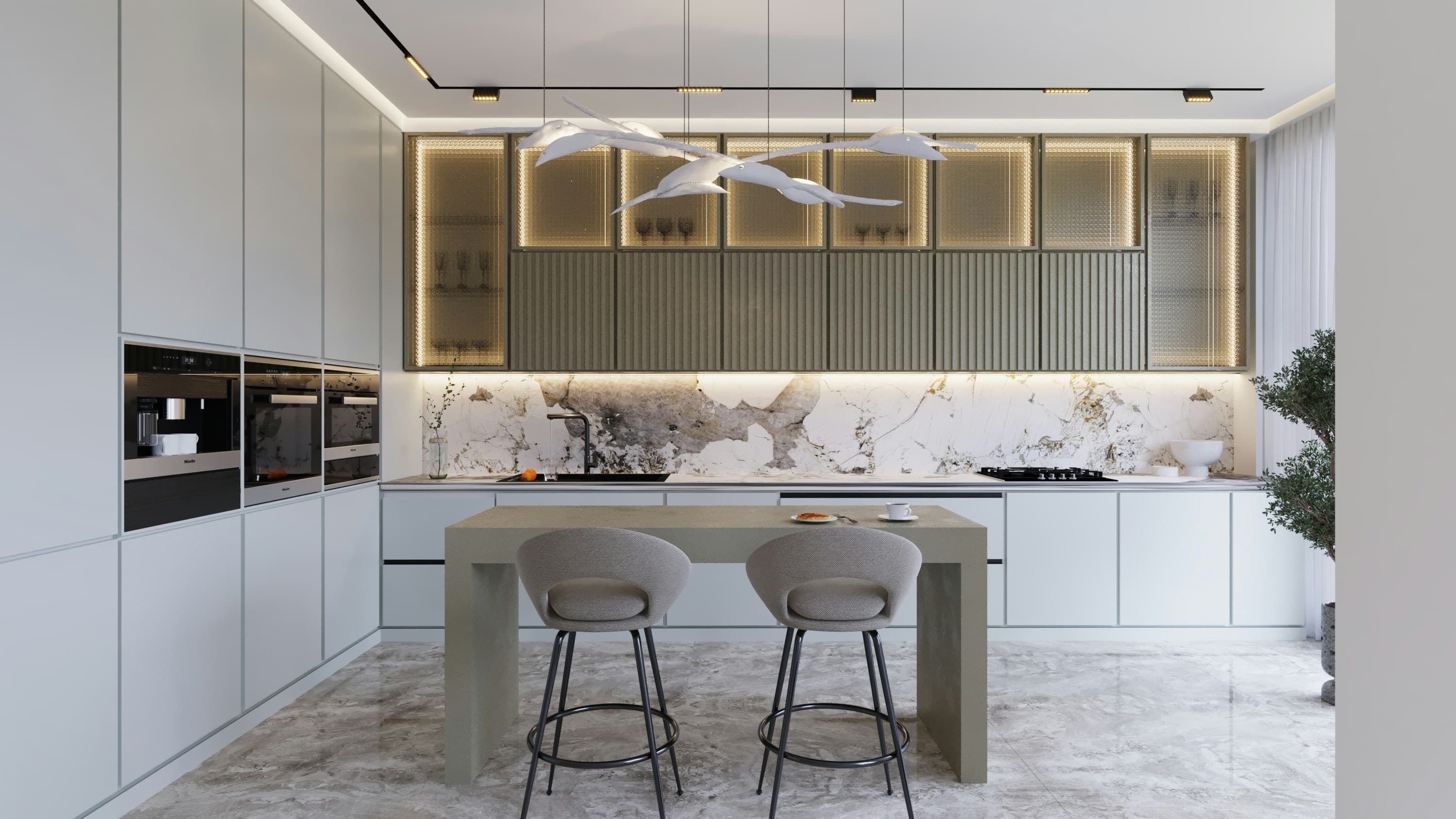 Professional kitchen project with detailed finishes