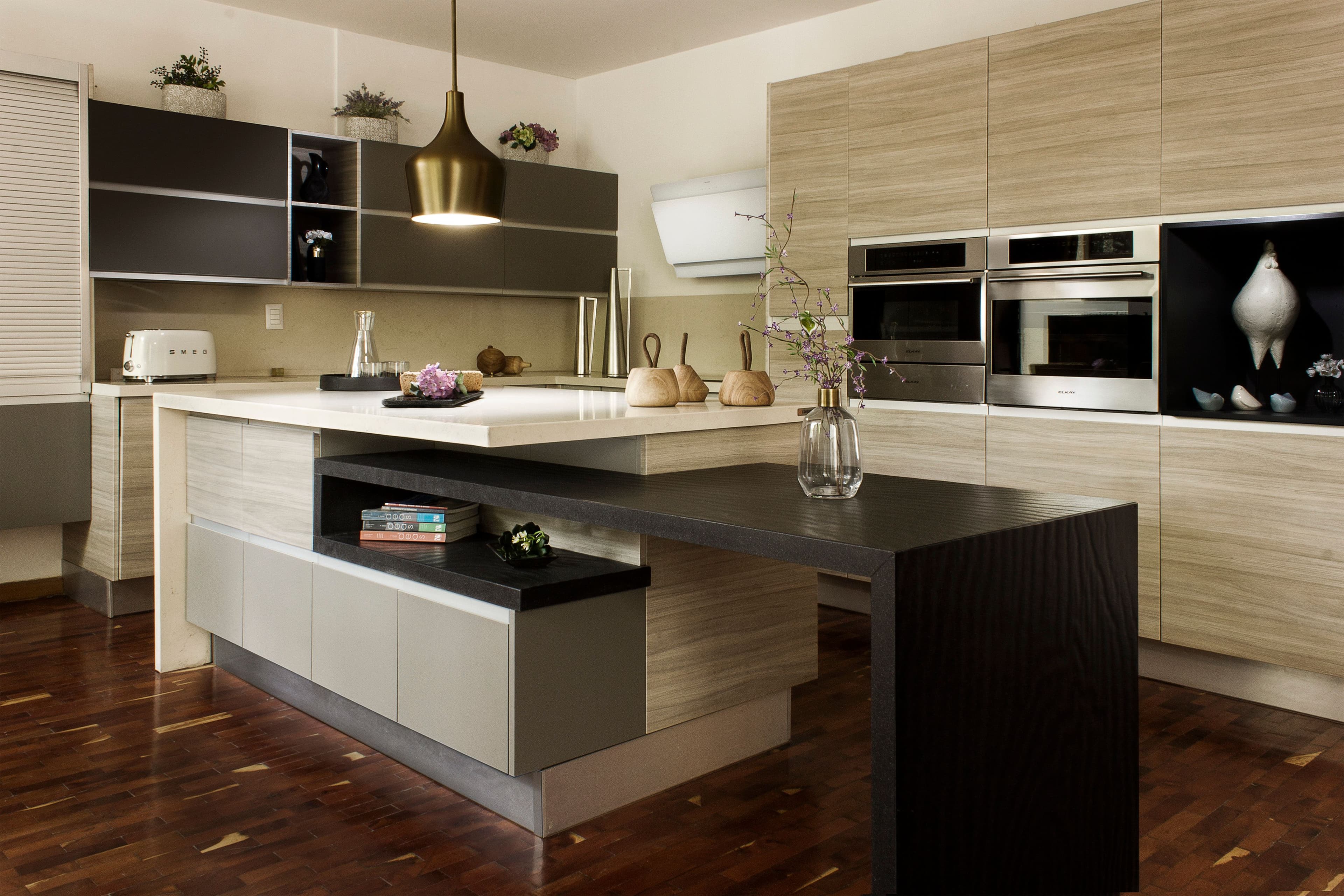 Contemporary kitchen with clean modern cabinetry